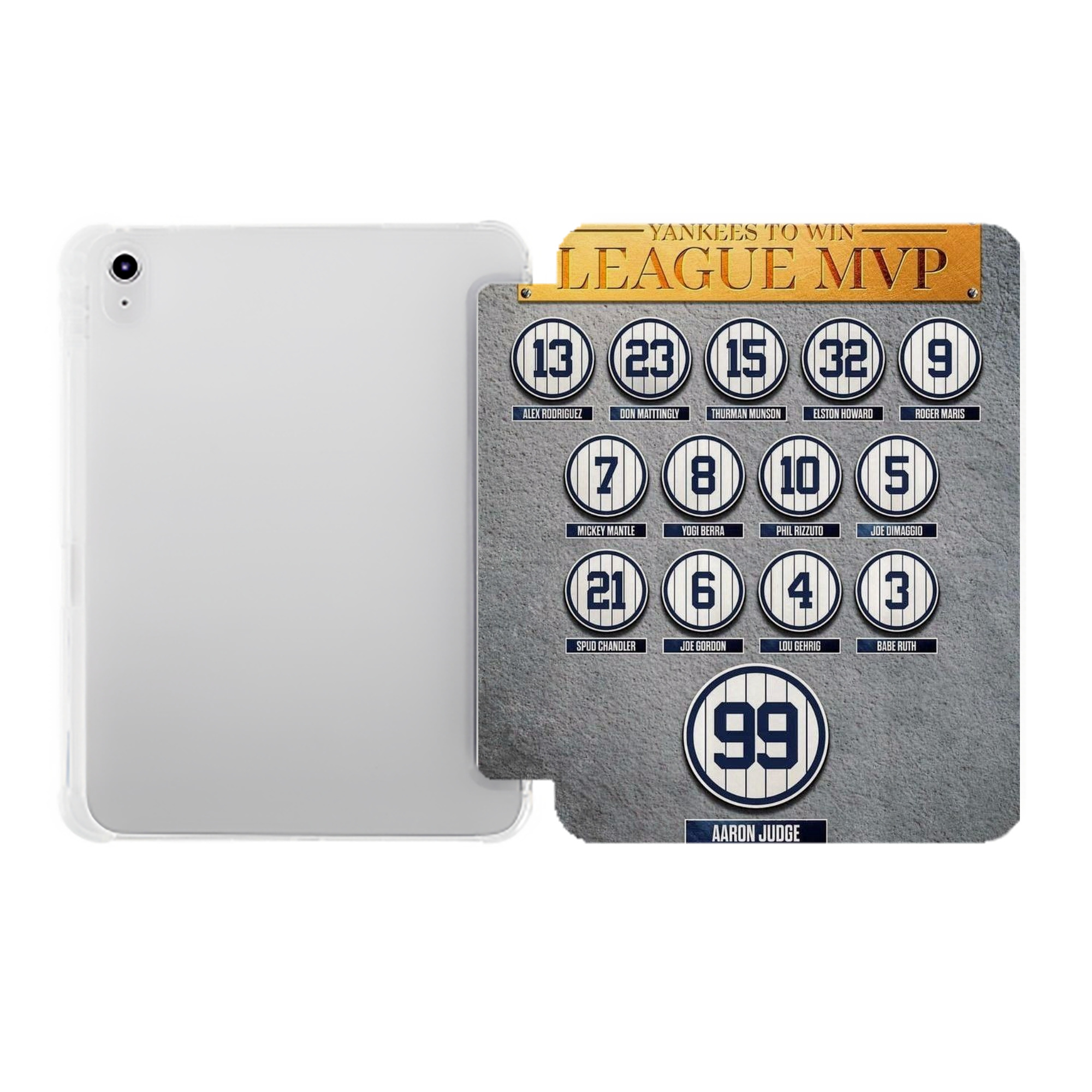 New York Yankees 107 Premium Tri-Fold PU Leather & Silicone IPad Case With Pencil Slot – Fits 9.5,10.5,10.9 – Adjustable Stand, Slim, Protective